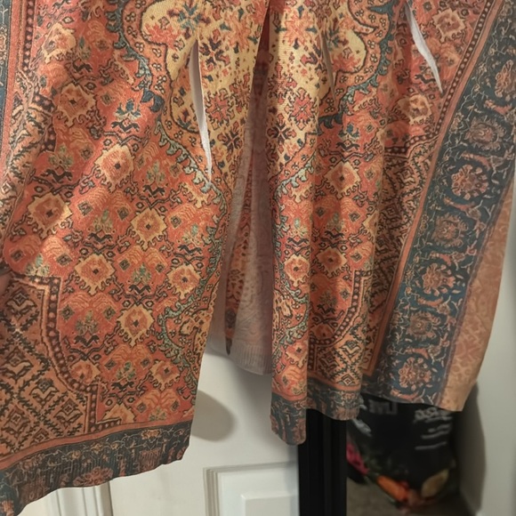 One World Women Cardigan XL coral Geometric Short Sleeve Layer Topper - Picture 2 of 4